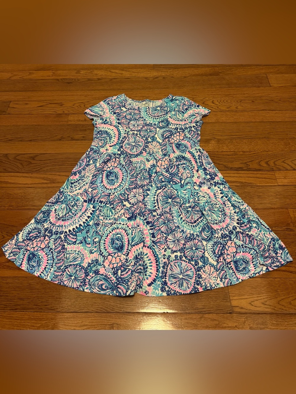 Lilly Pulitzer Big Girls Blue, Pink & White Floral Print T-Shirt Dress